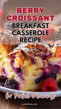 berry croissant breakfast casserole recipe on a plate