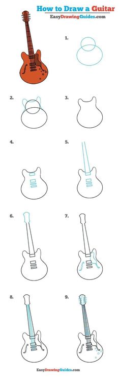 how to draw a guitar with easy step - by - step instructions for beginners