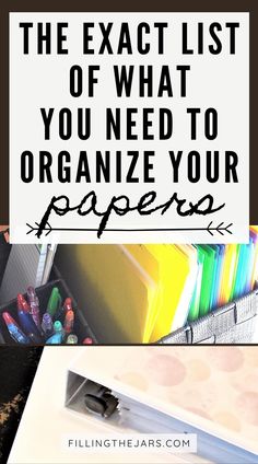 the exact list of what you need to organize your papers is in this postcard