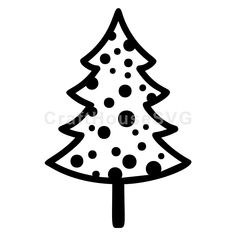 a black and white christmas tree with polka dot dots on it's bottom half