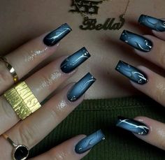 Concert Nails, Silver Nail Art, Airbrush Nails, Silver Nail, Drip Nails, Grunge Nails, Nails Only, Acrylic Nails Coffin Short, Gradient Nails