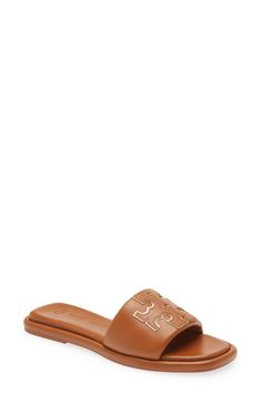 A sleek leather slide accented by Tory's signature double-T logo is ready to upgrade your warm-weather style. Leather upper and lining/rubber sole Imported Women's Shoes Diy Kits Gift, Leather Slides, Nordstrom Store, Sandal Women, Slide Sandals, Slip On Sandal, Warm Weather, Women's Shoes, Tory Burch