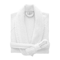 Etoile Blanc White Bathrobe by Yves Delorme | Fig Linens - robe with pockets and belt White Bathrobe, Luxury Robes, Yves Delorme, Tie Design, Towel Collection, Egyptian Cotton, Cotton Towels, Shawl Collar, Terry Cloth