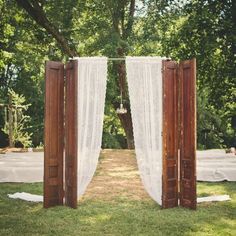 a screen shot of an open door with the words, ceremony took place at outside, by a creek that runs through the church property