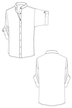 the front and back view of a shirt with long sleeves, collars and cuffs