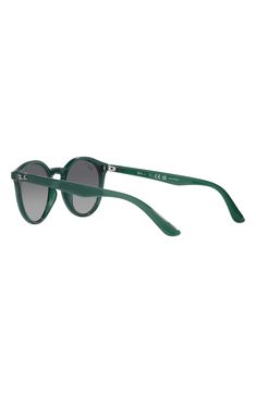 These classic shades in a throwback silhouette are adorably sized down for your little one. 44mm lens width; 19mm bridge width; 130mm temple length 100% UV protection Plastic lenses Propionate Imported Ray-Ban style number: RJ9064 Green Sunglasses With Adjustable Gradient Lenses, Green Sunglasses With Gradient Lenses And Adjustable Fit, Adjustable Polarized Wayfarer Sunglasses, Classic Green Sunglasses For Beach, Mirrored Wayfarer Sunglasses, Adjustable Mirrored Wayfarer Sunglasses, Green Anti-reflective Sunglasses, Ray Ban, Uv Protection