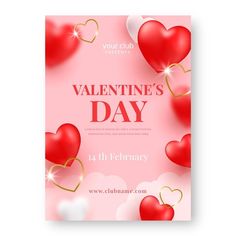 valentine's day flyer with hearts