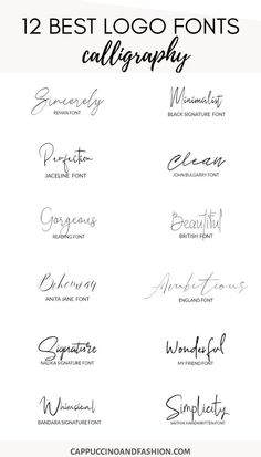 the 12 best logo fonts for handwritten logos and business cards, which are also available