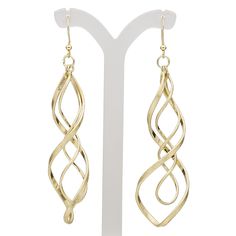 Ready-to-wear earrings feature a scratched double helix design with gold-finished brass and steel construction. Earnuts included. Double Helix, Fire Mountain Gems And Beads, Fire Mountain, Fire Mountain Gems, Everyday Jewelry, Fish Hook, Helix, Ear Wire, Steel Construction