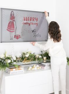 Sydne Style reviews Samsung The Frame TV with white frames #samsung #homeinspo #holidaydecor #holiday #tv #gallerywall White Frames, New Apartment