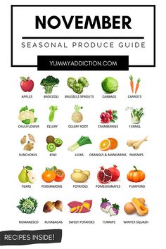 the november seasonal produce guide is shown