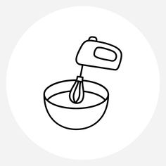 a hand mixer with a whisk in it on a white circular background illustration