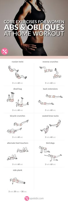 a woman doing exercises for women with the words core exercises for women abs and other workout