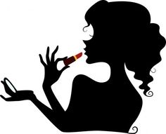 Woman Applying Lipstick, Silhouette Arte, Cricut Iron On Vinyl, Applying Lipstick, Silhouette People, Mascara Brush, Silhouette Clip Art, Girl Silhouette, How To Apply Lipstick