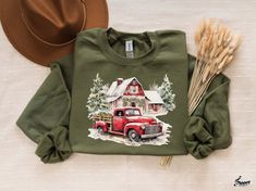 Farm Fresh Christmas Trees Truck Sweater, Christmas Shirt, Christmas Family, Red Truck Shirt, Christmas Gift, Christmas Truck Family Shirts *Product Details * Printed With Ink * Unisex Sweatshirt * Created with pre-shrunk air-jet spun yarn * Crew Neck * Double-needle stitched collar, shoulders, armholes, cuffs, and hems * Loose fit for comfort *Fabrication * 50% Cotton, 50% Polyester *Care * Machine wash inside out, cold water on delicate cycle * Dry on low heat setting * Do not bleach * Do not iron design directly *Shipping & Processing * Processing/fulfillment time is 2-10 days * Standard shipping takes 3-5 days * Please note that these times are estimated by the carrier and may take longer * Please verify your shipping address is correct before placing your order *Disclaimer * Colors in Farm Fresh Christmas Trees, Truck Shirt, Christmas Tree Truck, Iron Design, Truck Shirts, Fresh Christmas Trees, Christmas Truck, Cute Sweatshirts, Christmas Family