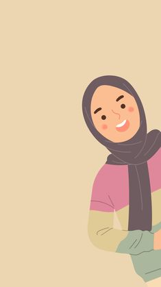 an illustration of a woman wearing a hijab and scarf holding a cell phone