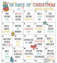 the 25 days of christmas family activities calendar