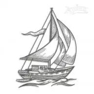 a drawing of a sailboat in the water