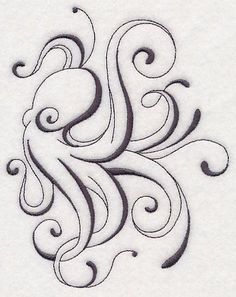 an intricate design is shown on the back of a white sheet with black swirls