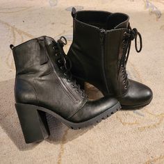 Soda Women's Malia Heeled Combat Boots. Black. Size 10. Worn Only Once For A Couple Hours. They Are Basically Brand New! Not Ordered From Amazon, But Including The Picture For Reference. Heeled Combat Boots, Combat Boots Black, Soda Shoes, Boots Black, Lace Up Boots, Shoe Laces, Combat Boots, Womens Boots, Size 10