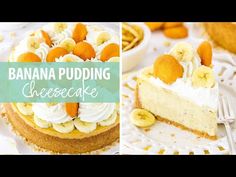 a banana pudding cheesecake with bananas on top