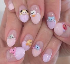 Army Nails, Kawaii Nail Art, Kutek Disney, Fun Summer Nails, Cute Simple Nails, Anime Nails, Korean Nails, Gel Nails Diy, Blush Nails