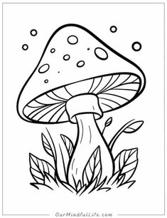 a black and white drawing of a mushroom