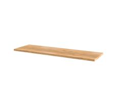 a wooden shelf on a white background