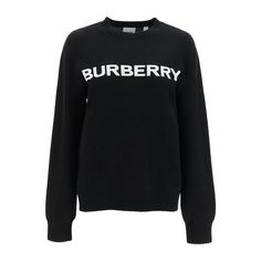 Crew-Neck Wool And Cotton Pullover By Burberry With Contrasting Jacquard Lettering Logo At Chest. Ribbed Hems, Loose Fit. The Model Is 177 Cm Tall And Wears A Size Xs.Material: 74%Wo 26%CoMade In: ItalyColor: BlackCollection: Fall - Winter 20238065604 Burberry Sweatshirt, Brown Turtleneck Sweater, Burberry Sweater, Silk Cardigan, Jacquard Sweater, Burberry Brit, Latest Fashion Design, Lettering Logo, Vintage Burberry