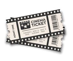 two movie tickets with the word cinema ticket