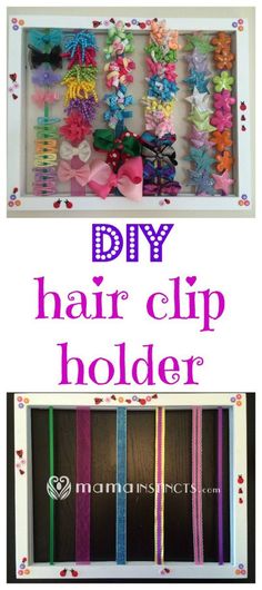 the diy hair clip holder is made from an old drawer