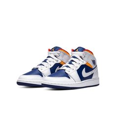 Nike Air Force 1 High-top For Sports, Custom Cushioned Sneakers For Sports, Sporty Nike Air Force 1 With Branded Insole, Air Jordan 1 Mid Gs, Custom Nike Shoes, Nike Air Jordan 1 Mid, Deep Royal Blue, Custom Nike, Custom Nikes