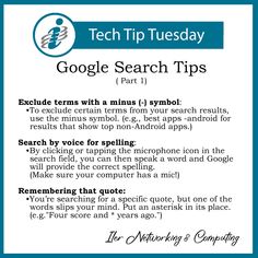 the google search tips page for tech tip tuesday