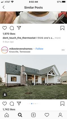 two tweets showing the same house and what they are doing