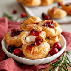 small cranberry and cheese pastries on a plate