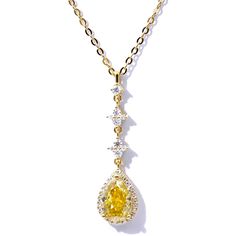 Beautiful Nwot Handmade One Of A Kind, Fancy Yellow Certified Pear Diamond Moissanite Necklace. Elegantly Wraps You In Jewels And Sparkles Like Royalty! * Fancy Yellow Pear Diamond Moissanite 7x10mm 2 Carats * Metal Finish: 18k Yellow Gold Plated * Material Type: Solid 925 Sterling Silver, Stamped S925 * Approx Necklace 16-18” Hypoallergenic And Friendly For Sensitive Skin. All Measurements Are Approximate Gold Pear-shaped Diamond Necklace For Formal Occasions, Elegant Gold Drop Necklace With Brilliant Cut, Gold Pear Shaped Diamond Necklace For Formal Occasions, Formal Gold Pear Shaped Diamond Necklace, Gold Drop Solitaire Necklace For Formal Occasions, Gold Gemstone Drop Necklace For Wedding, Formal Yellow Necklace With Brilliant Cut, Gold Pear-shaped Diamond Necklace With Accents, Elegant Yellow Bridal Necklace For Party