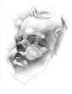 a black and white drawing of a baby's face