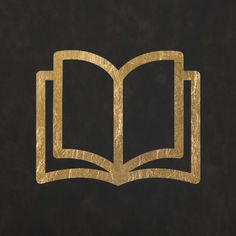 an open book on a black background with gold foiled edges and a square shape in the middle