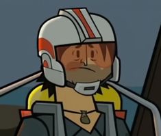 an animated image of a man wearing a helmet