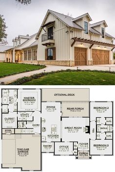 the floor plan for this modern farmhouse house