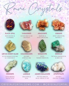 Precious Stones Chart, Minerals Crystals Stones, Crystals Healing Properties, Spiritual Crystals