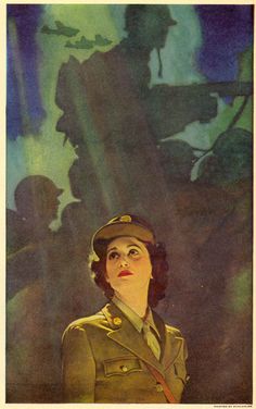 a woman in uniform is looking up at the sky