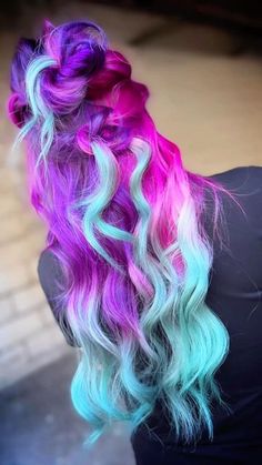 Vivid Color On Curly Hair, Vivid Curly Hair, Curly Multicolored Hair, Kaleidoscope Hair Products, Celebrities Hairstyles, Hairstyles And Colors, Weird Haircuts, Exotic Hair, Exotic Hair Color