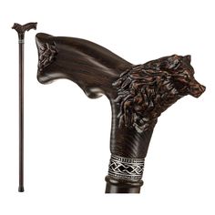 Custom Hand Carved Wooden Wolf Walking Stick or Cane Walking Canes Men, Wolf Walking