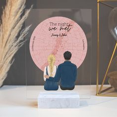 Custom Personalized Map - The Night We Met Anniversary Valentine Couples Gift Acrylic Plaque CTM02 Acrylic Table Sign Custom - Printyourwear Acrylic Table Sign, The Night We Met, Night We Met, Clear Pictures, Acrylic Plaque, Personalized Map, Acrylic Stand, Table Sign, Couples Gift