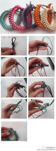 the instructions for how to make bracelets out of beads and leather cord, with different colors