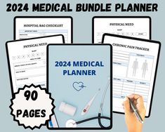 the medical planner is shown in three different styles and sizes, including one with a stethoscope