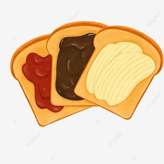 two slices of bread with peanut butter and jelly on them