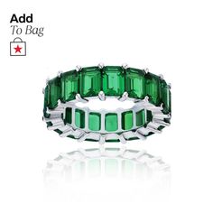 in stock Macy's Silver Jewelry For Parties, Green Emerald, Eternity Band, Eternity Bands, Emerald Cut, Eternity Ring, Rhodium Plated, Emerald Green, Cubic Zirconia