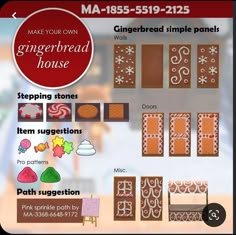 an advertisement for gingerbread house with instructions on how to make gingerbread simple panels